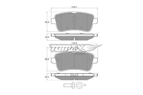 TOMEX BRAKES Piduriklotsi komplekt,ketaspidur TX 18-79